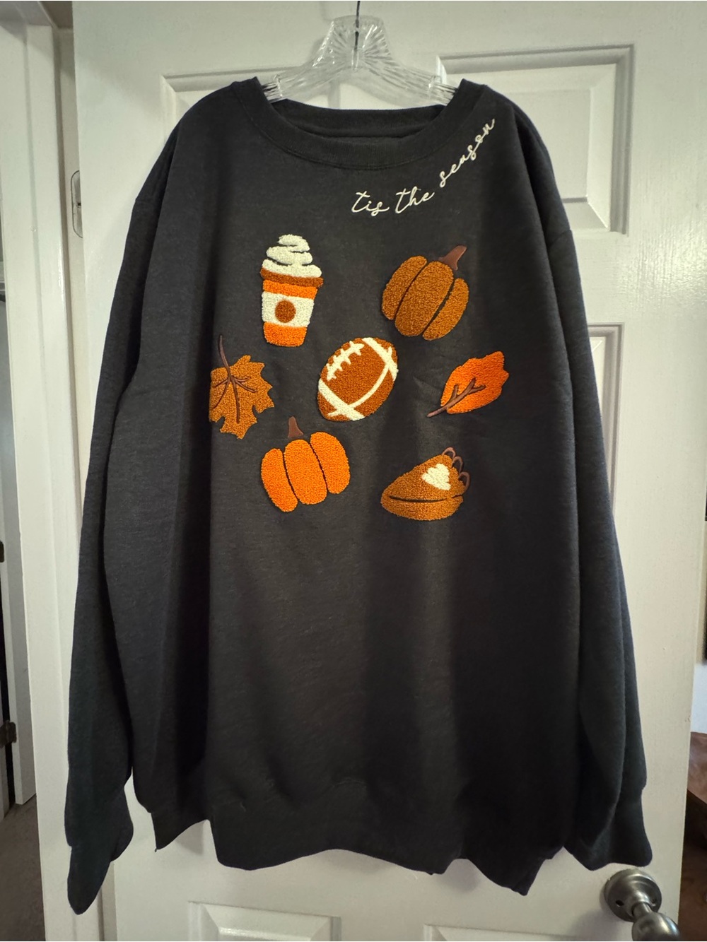 Women’s ’Tis The Season Fall Autumn Coffee Football Pumpkin Cozy Sweatshirt